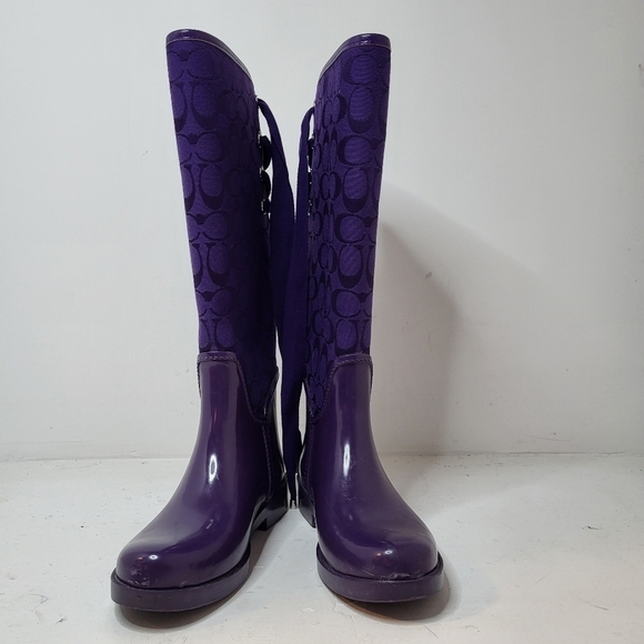 COACH Tristee Monogram Logo Lace Up Rain Boots Size 6B - Picture 14 of 14